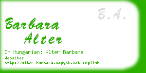barbara alter business card